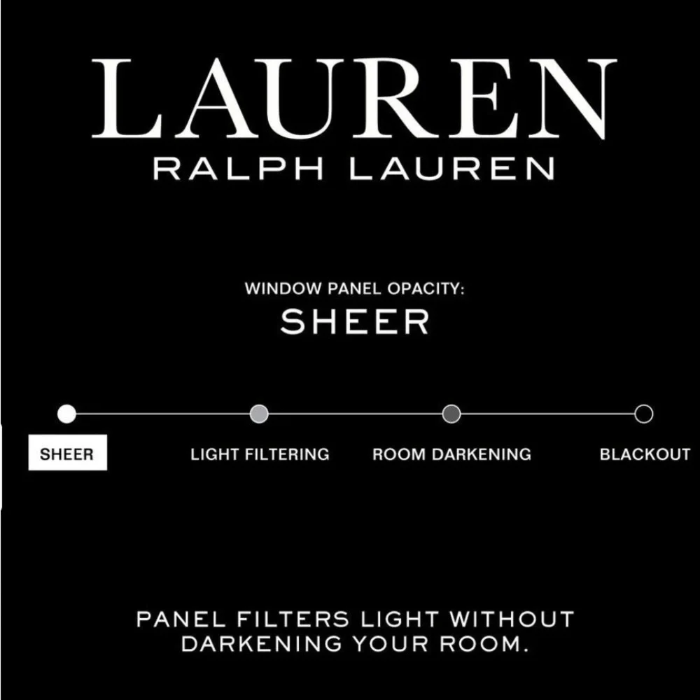 Ralph Lauren Rubin Sheer Back Tab Rod Pocket Curtain Panel - 54x84
